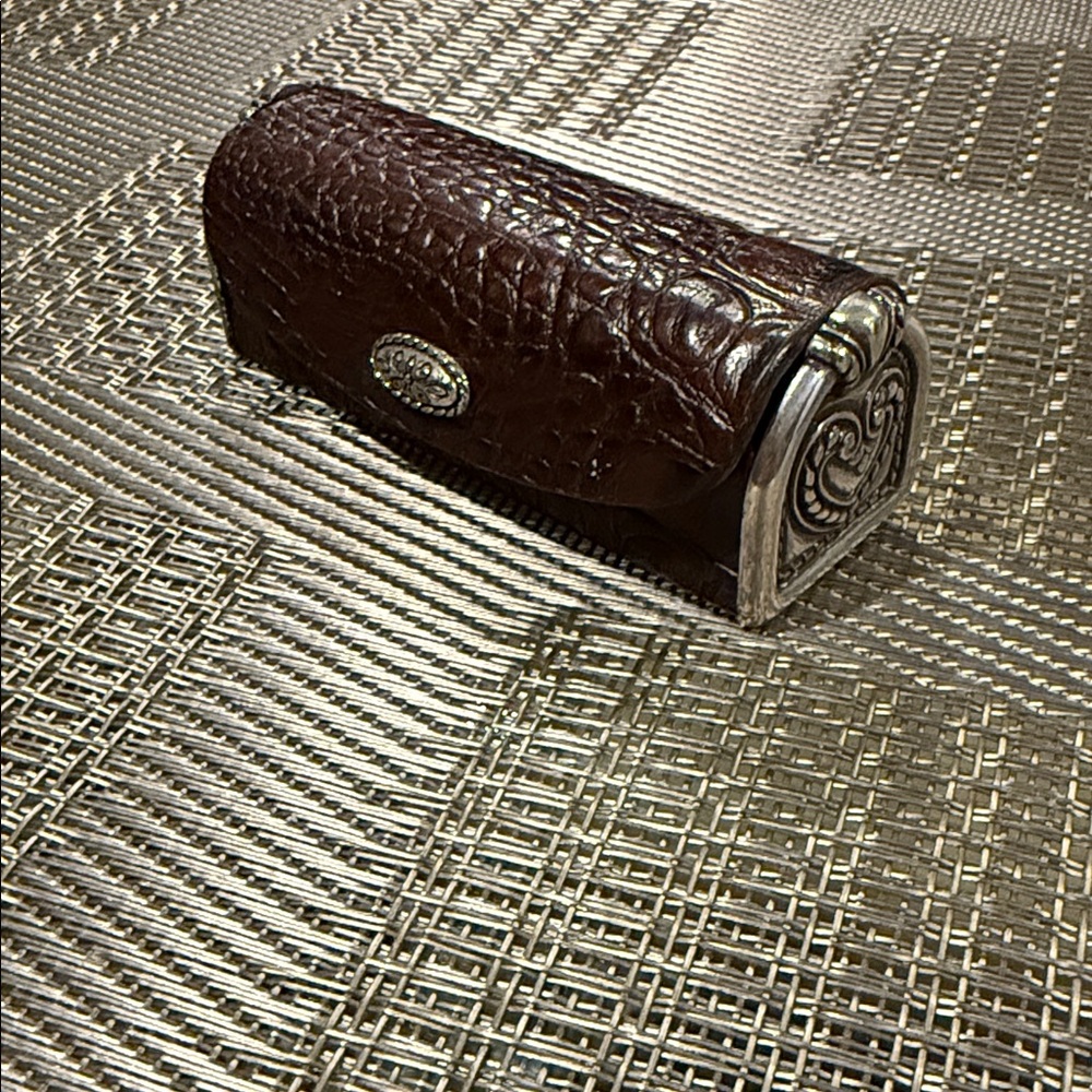 Brighton Brown Leather Croc Embossed Lipstick Case with Mirror